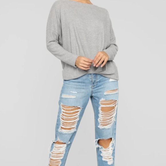 Fashion Nova Secrets Knotted Top Grey - Picture 4 of 4